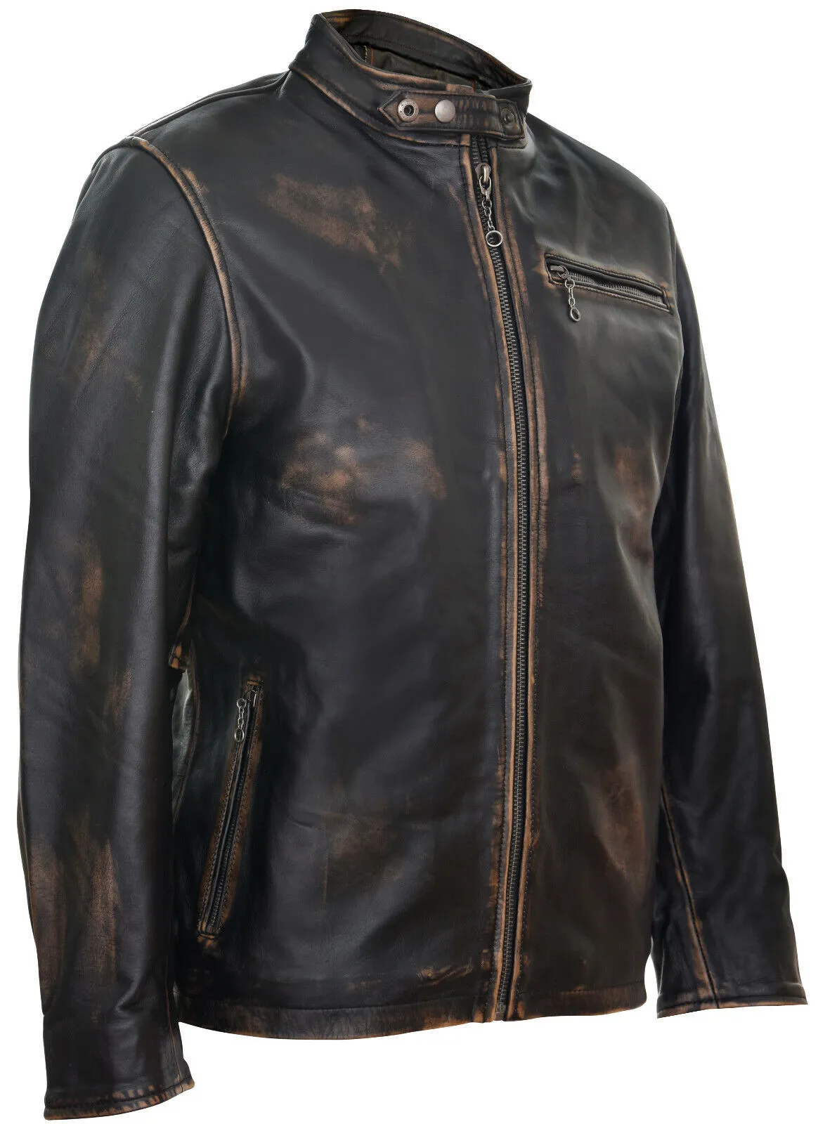 Mens Vintage Black Leather Biker Jacket- Sarajevo