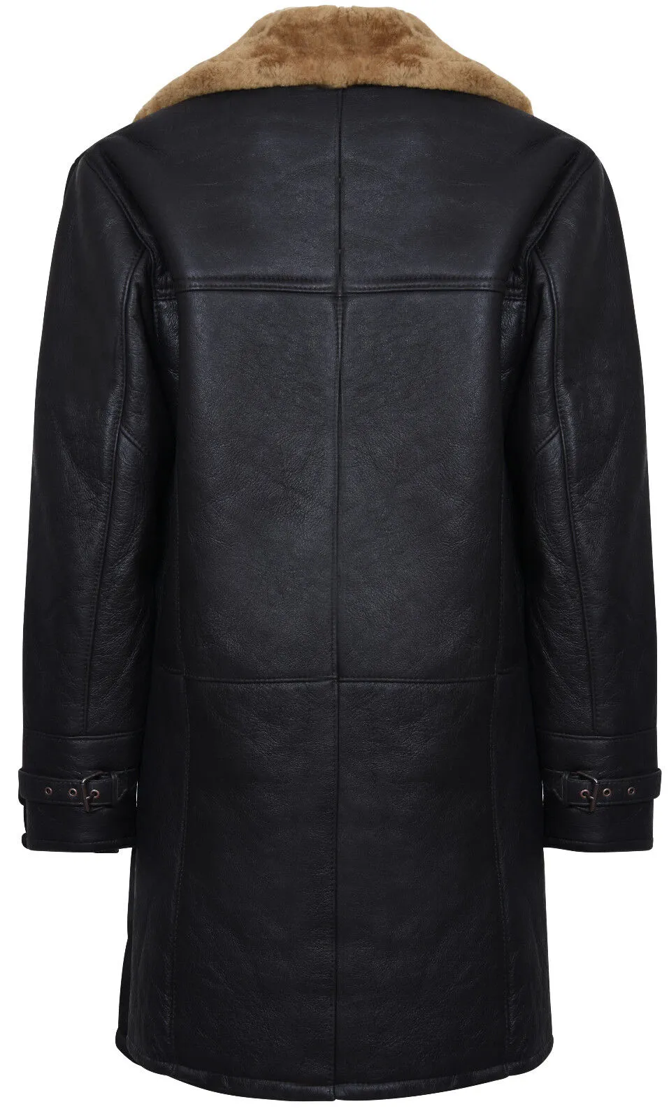 Mens Warm Shearling Sheepskin Crombie Coat-Cologne
