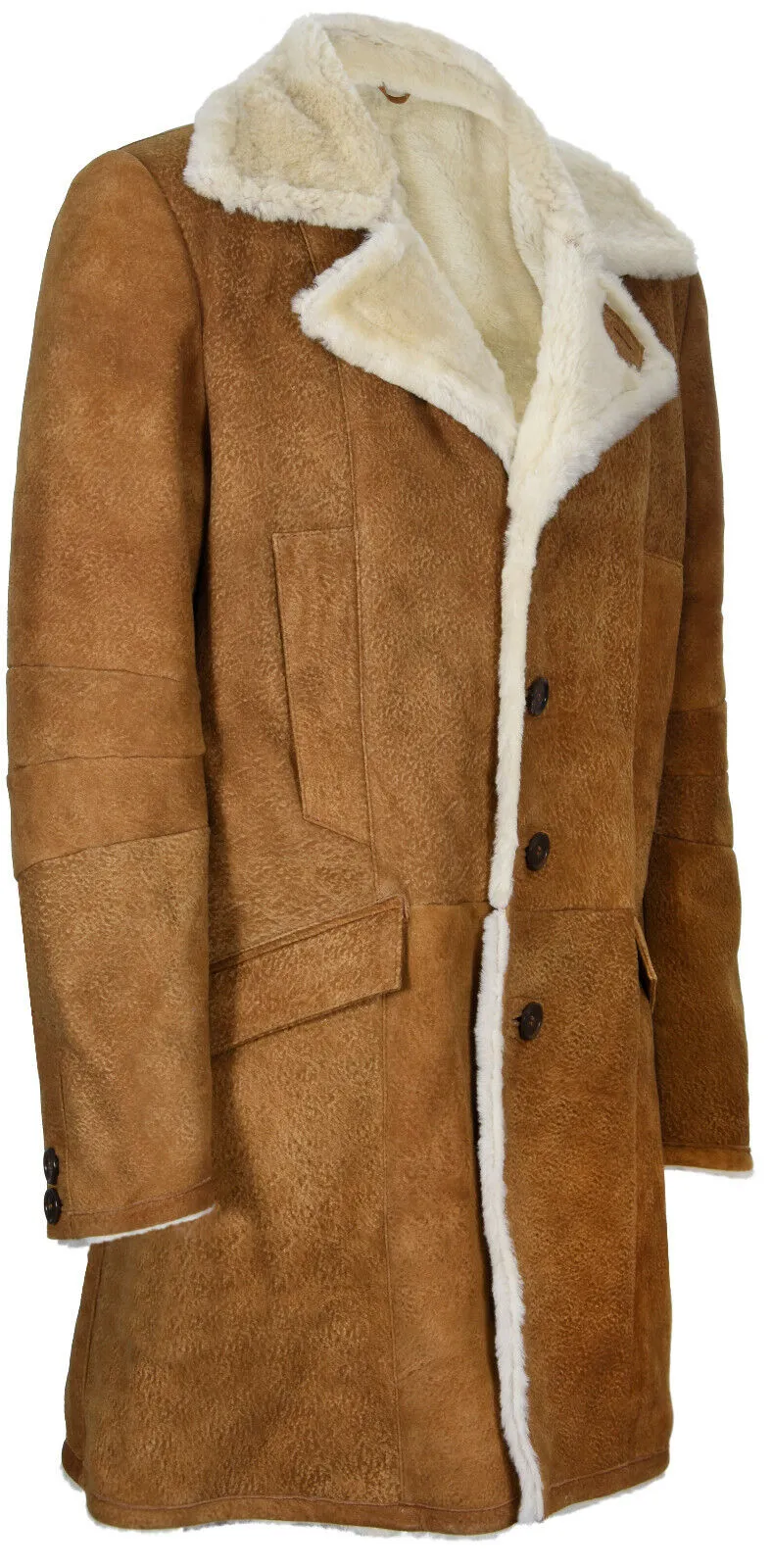 Mens Warm Sheepskin Trench Coat-Managua