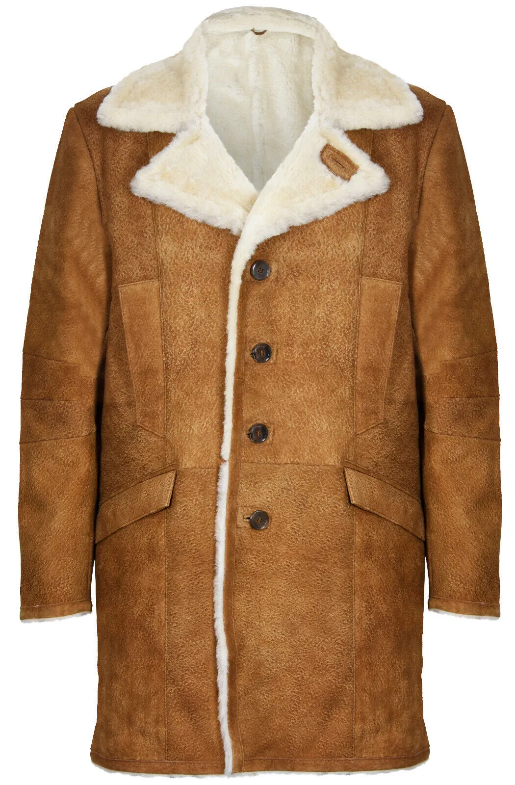 Mens Warm Sheepskin Trench Coat-Managua
