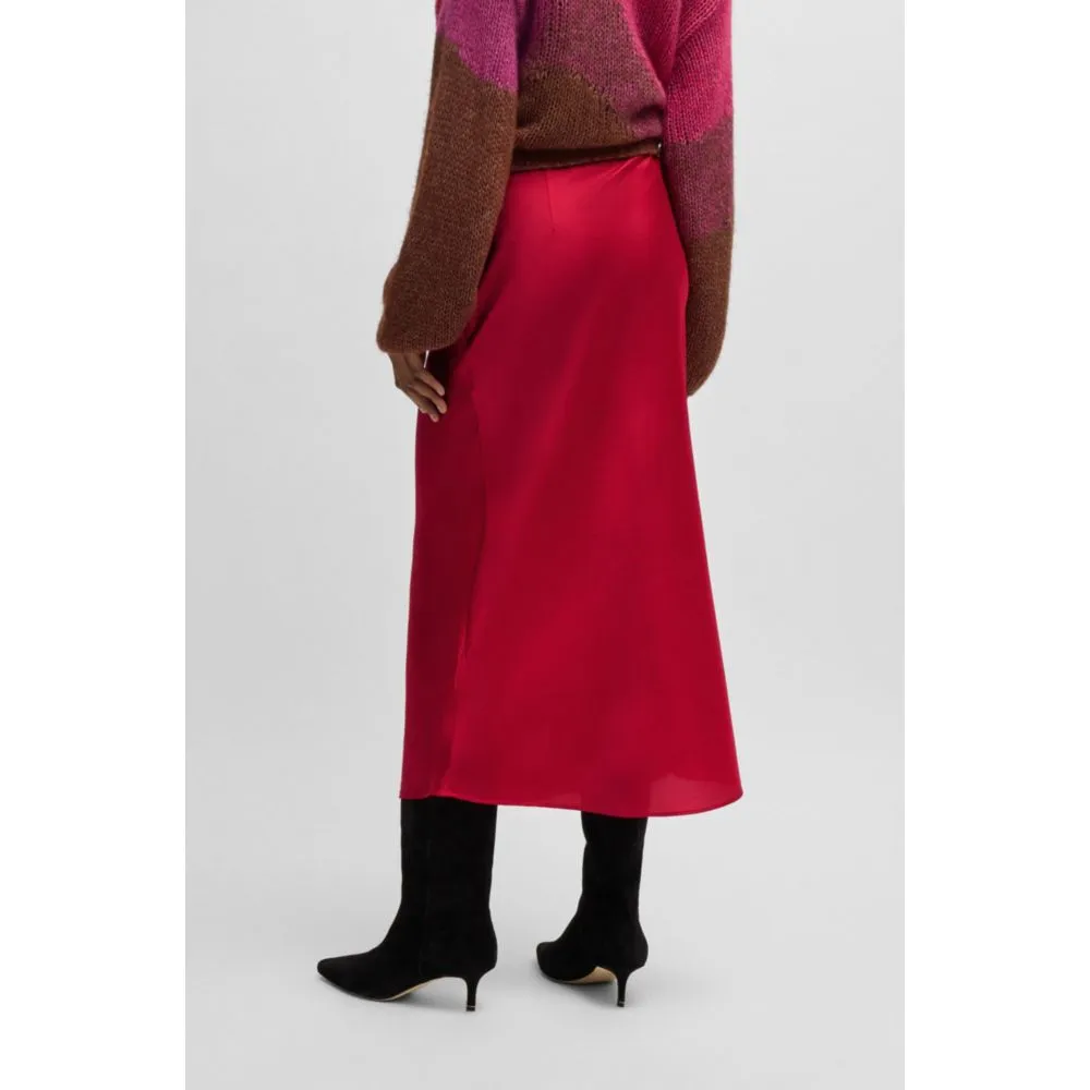 Midi-length skirt in hammered satin
