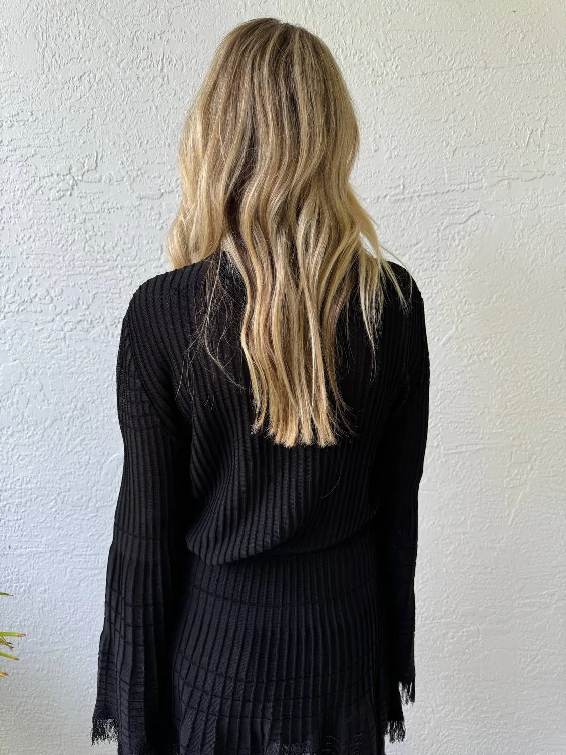 Miley Fringe Long Sleeve Top In Black