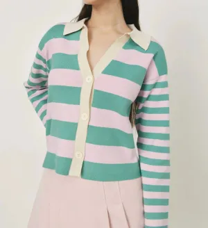 Mondrian Cardigan In Striped Lilac