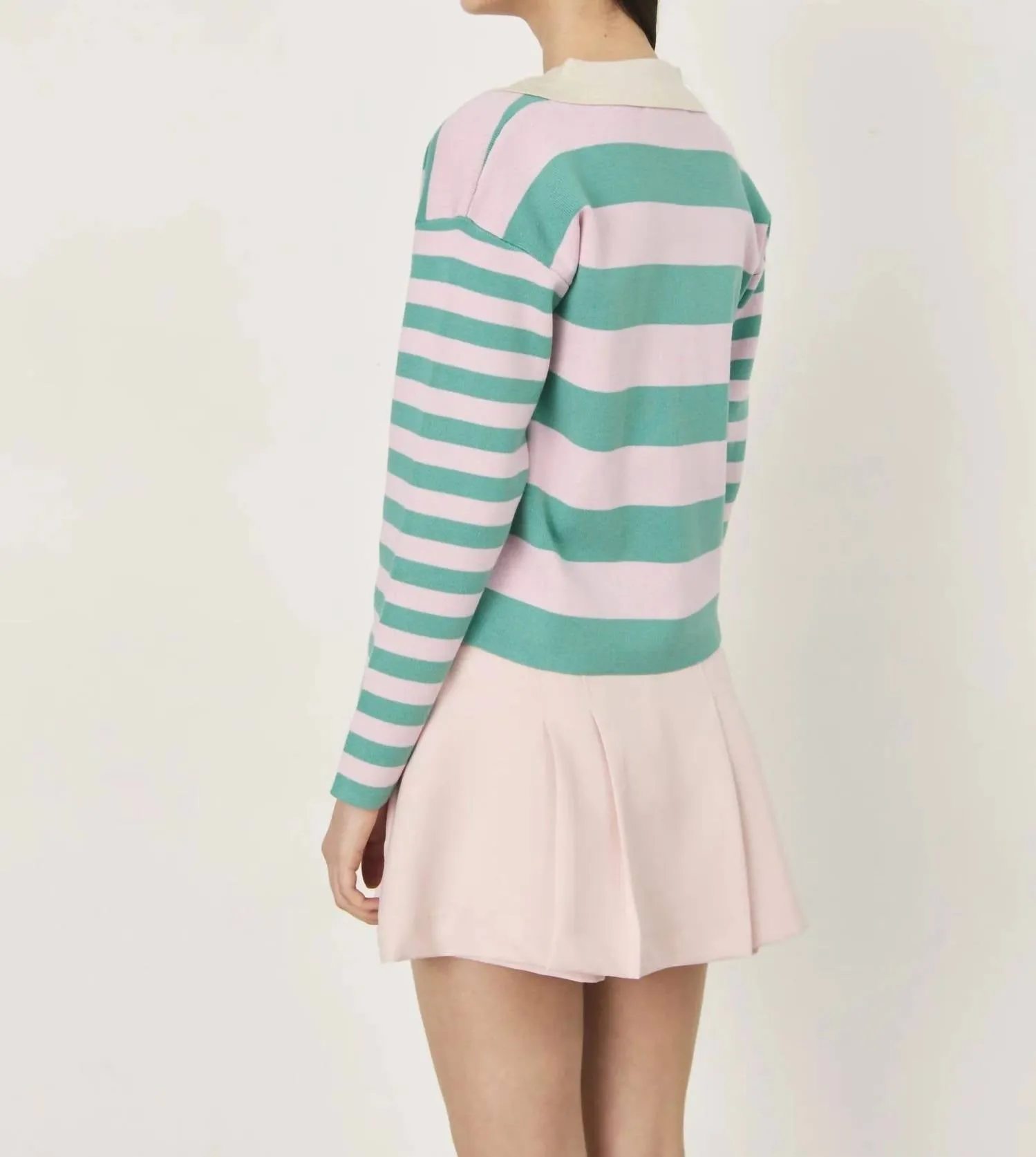 Mondrian Cardigan In Striped Lilac