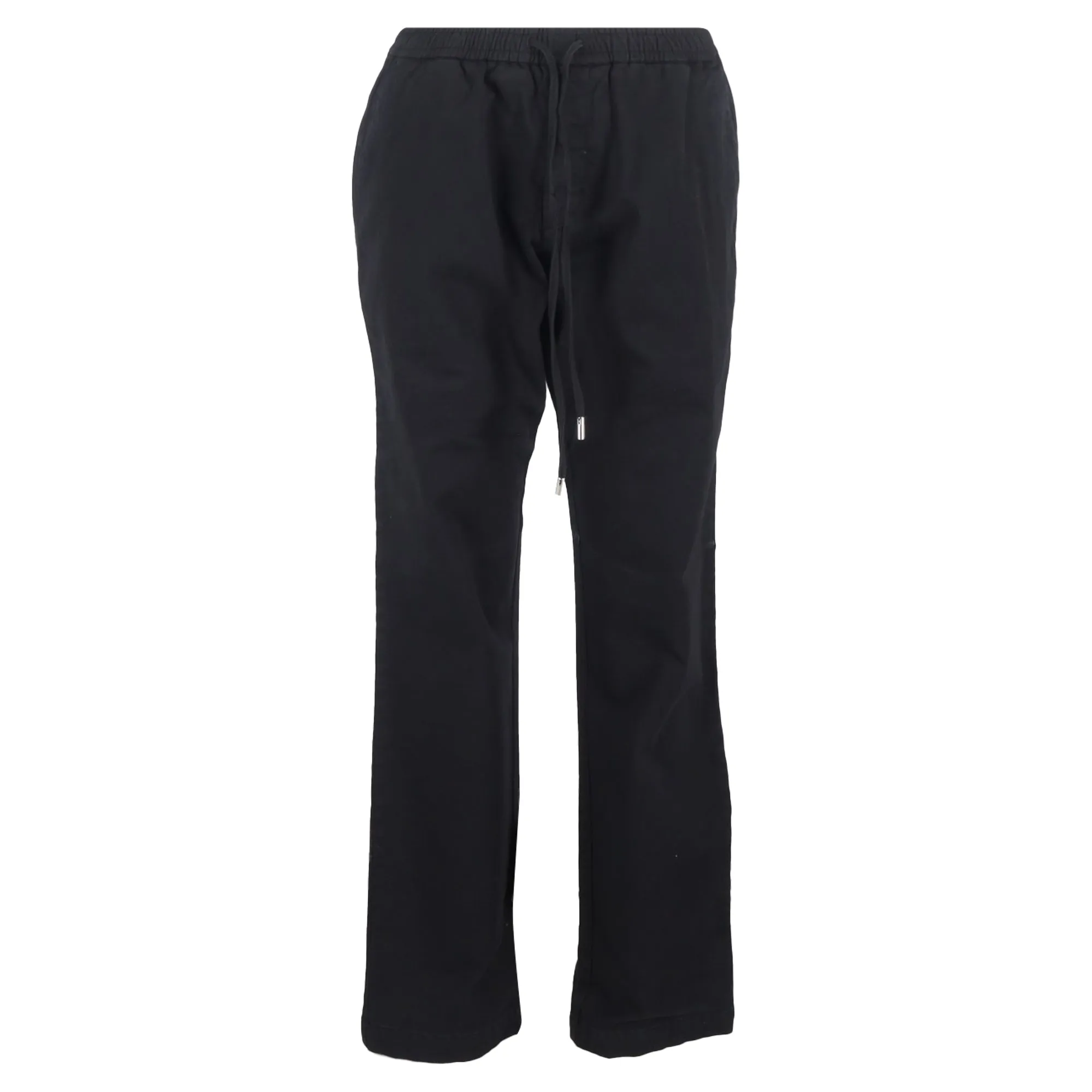 Mr. P. Drawstring Straight -Leg Trousers in Black Cotton