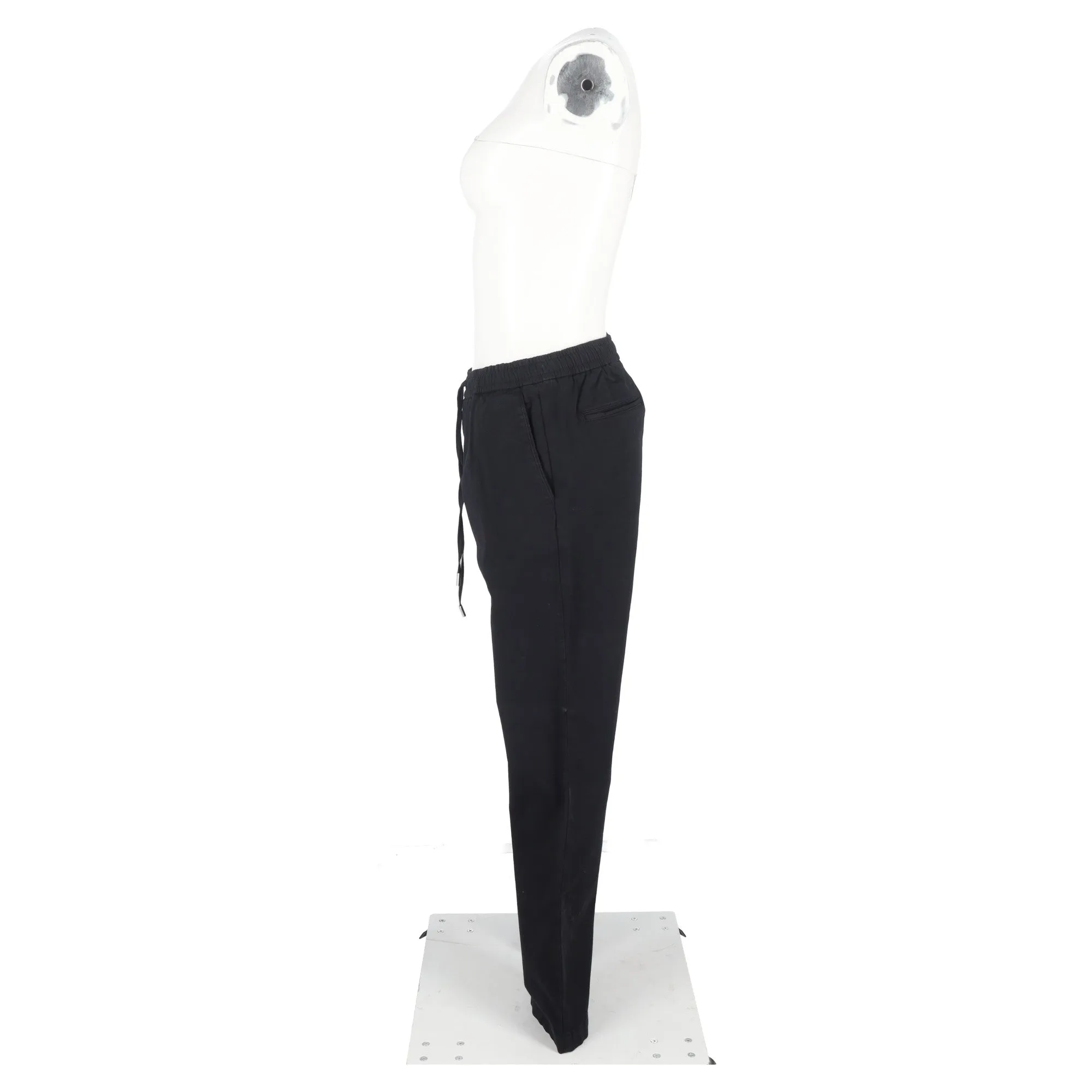 Mr. P. Drawstring Straight -Leg Trousers in Black Cotton