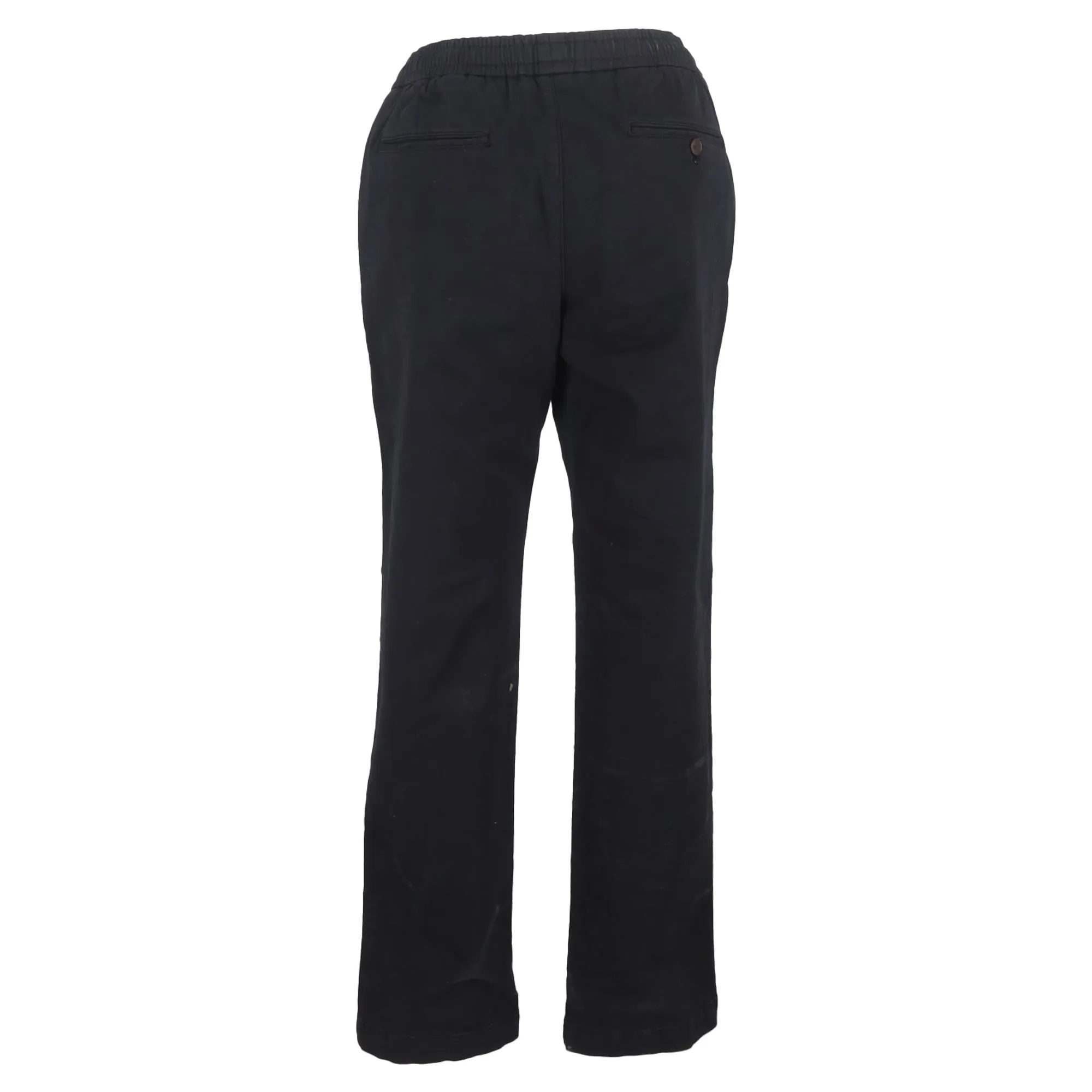 Mr. P. Drawstring Straight -Leg Trousers in Black Cotton