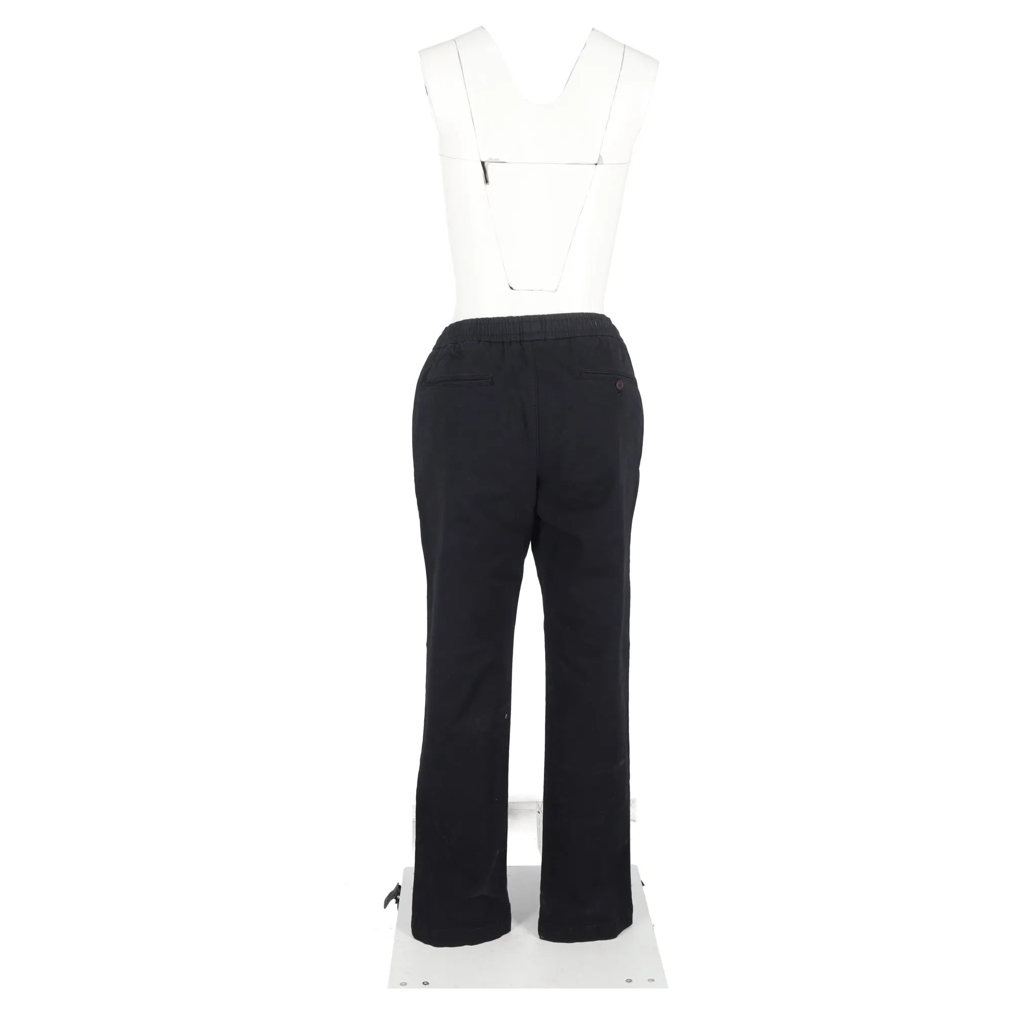 Mr. P. Drawstring Straight -Leg Trousers in Black Cotton
