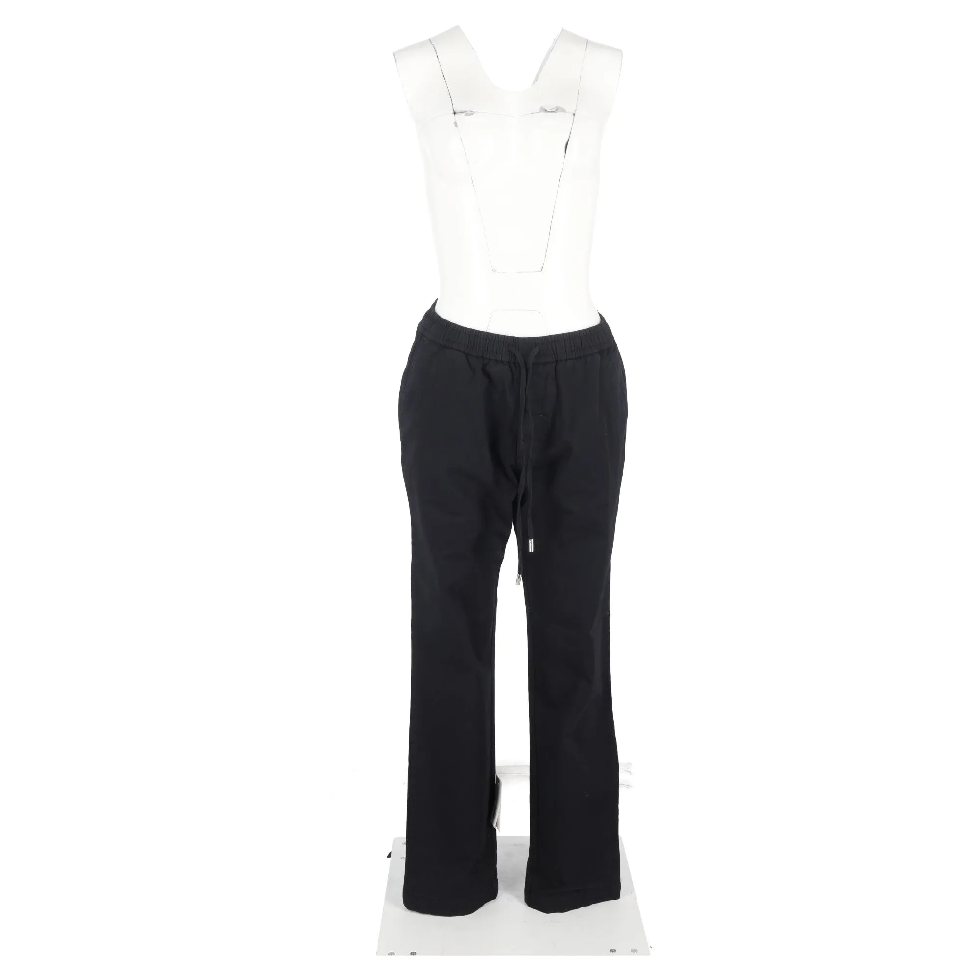 Mr. P. Drawstring Straight -Leg Trousers in Black Cotton
