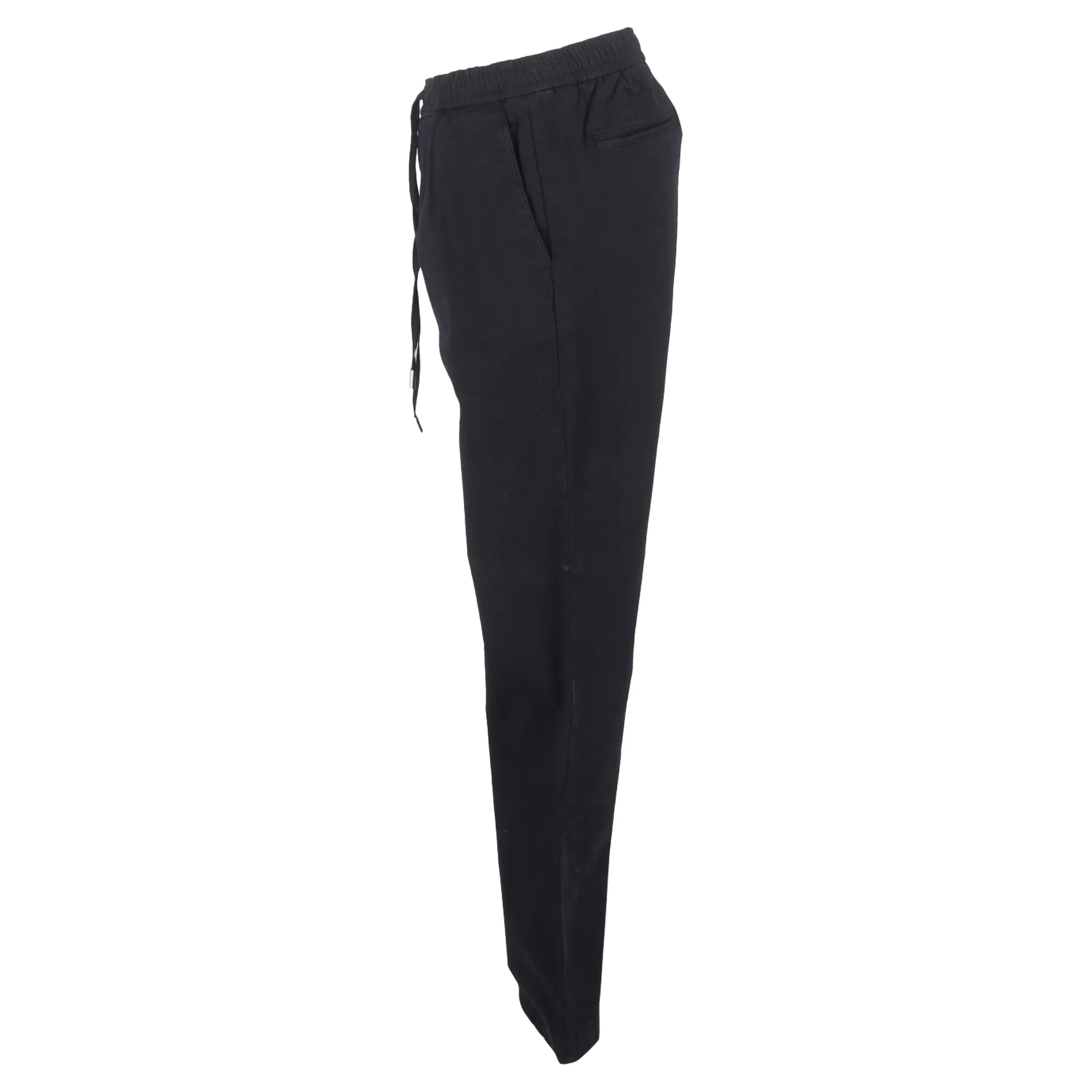 Mr. P. Drawstring Straight -Leg Trousers in Black Cotton
