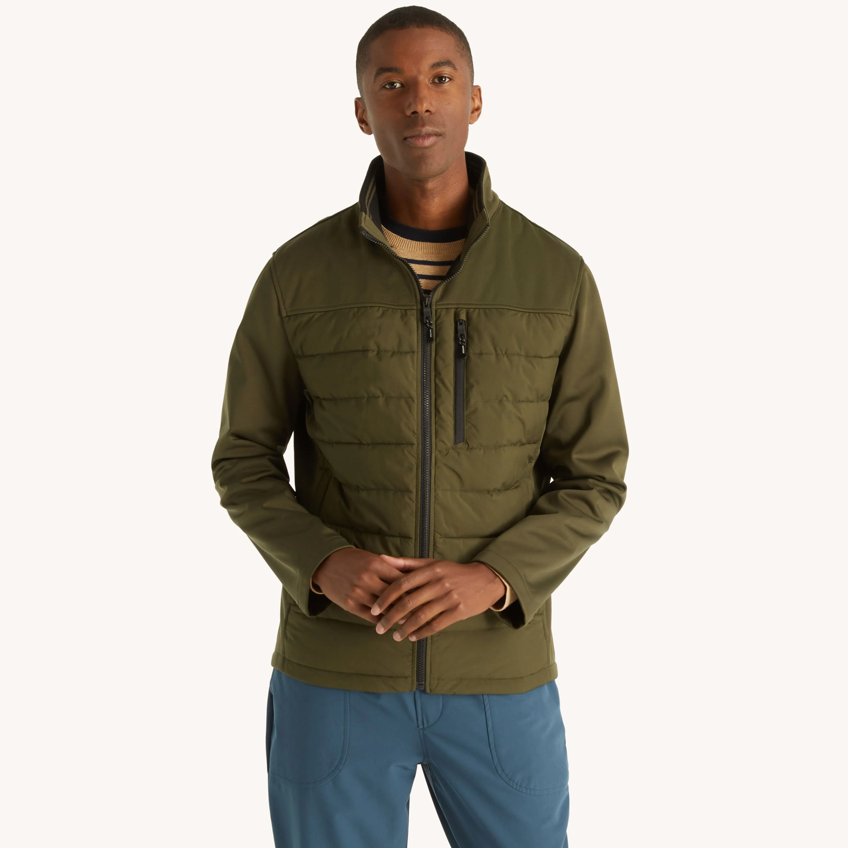 Nautica Mens Mixed Media Jacket