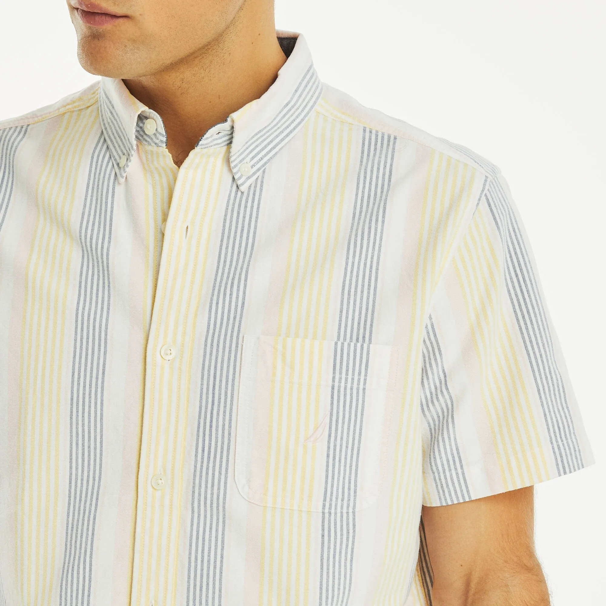 Nautica Mens Striped Oxford Short-Sleeve Shirt