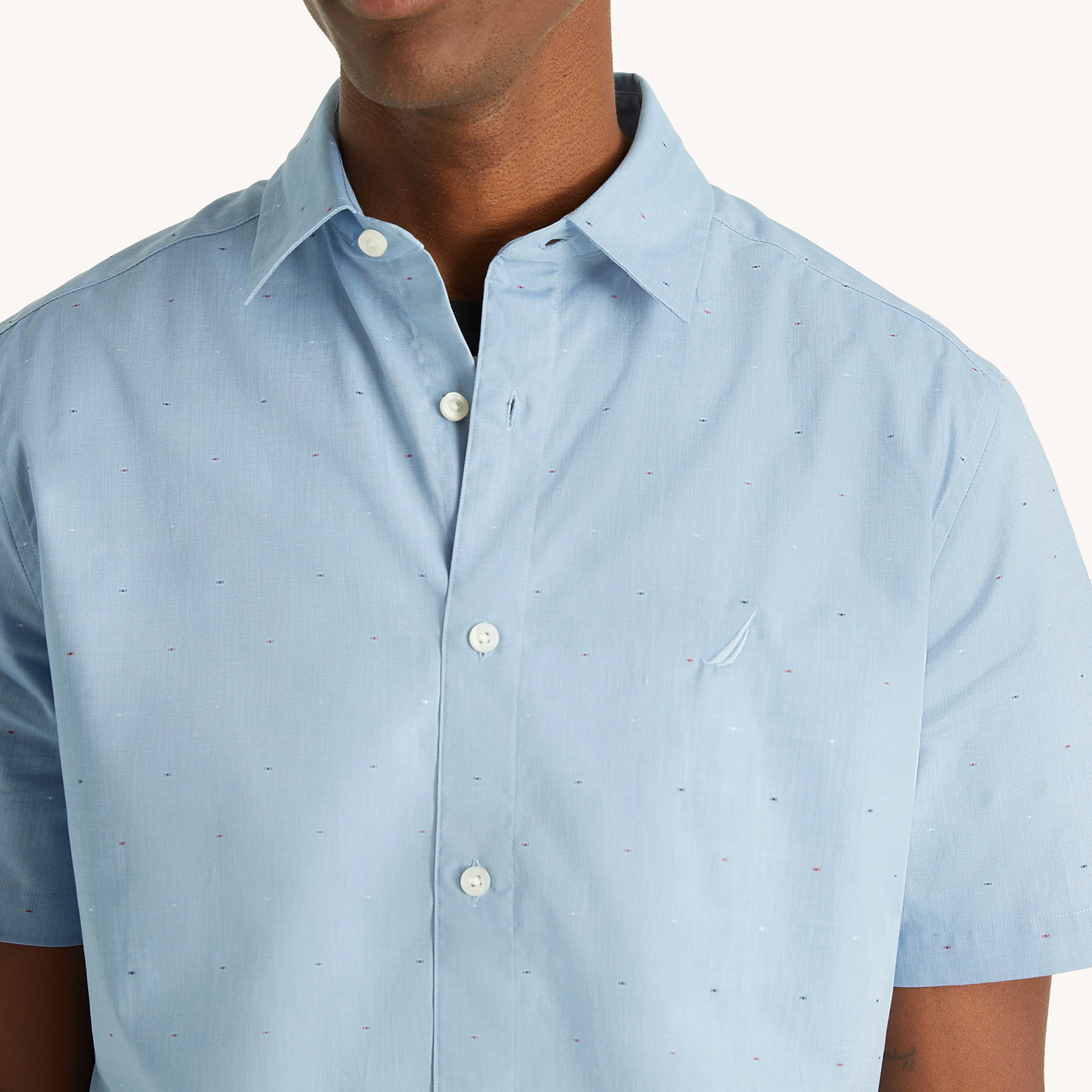 Nautica Mens Wrinkle-Resistant Wear To Work Short-Sleeve Shirt
