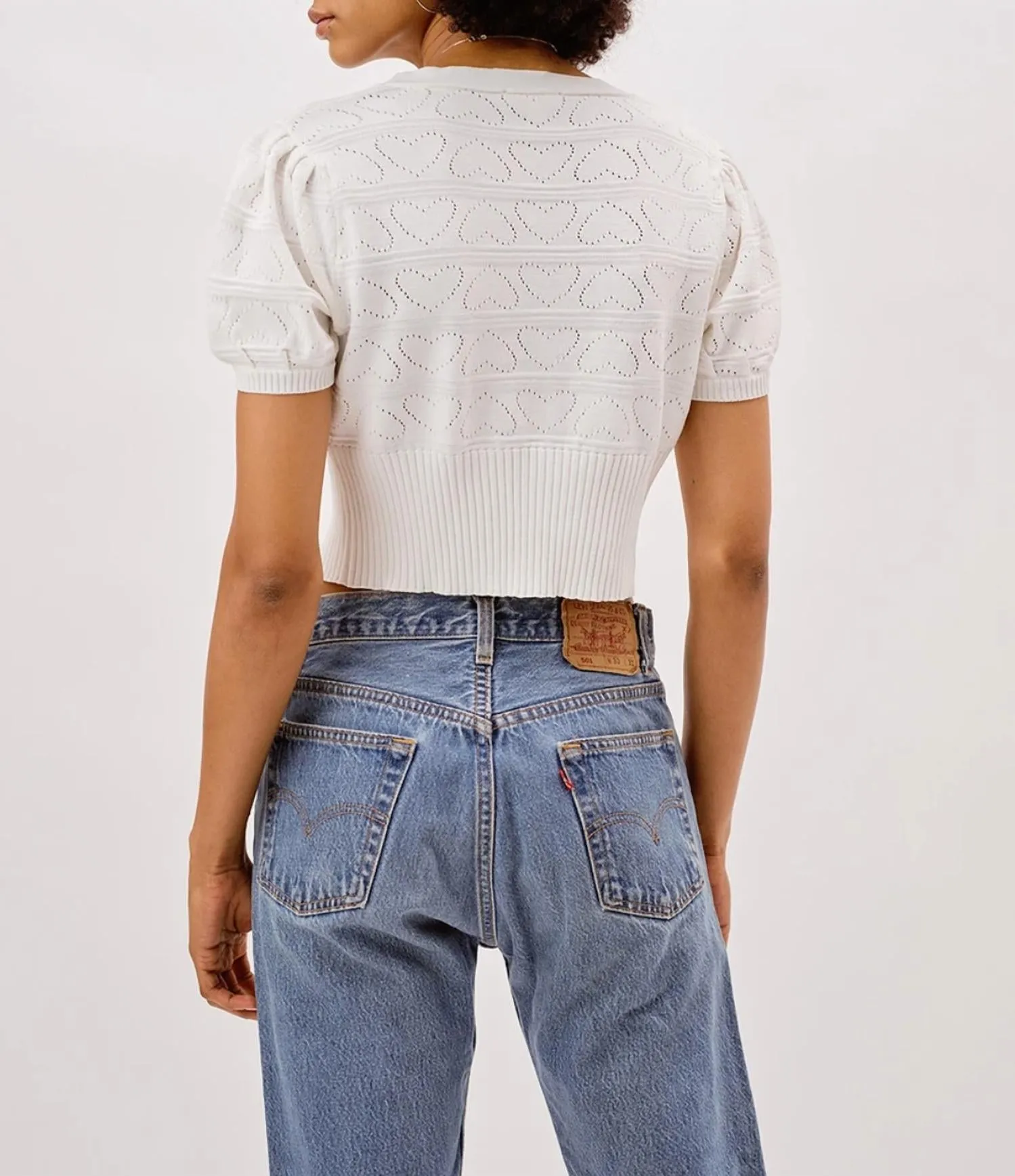 Neve Crop Cardigan In White