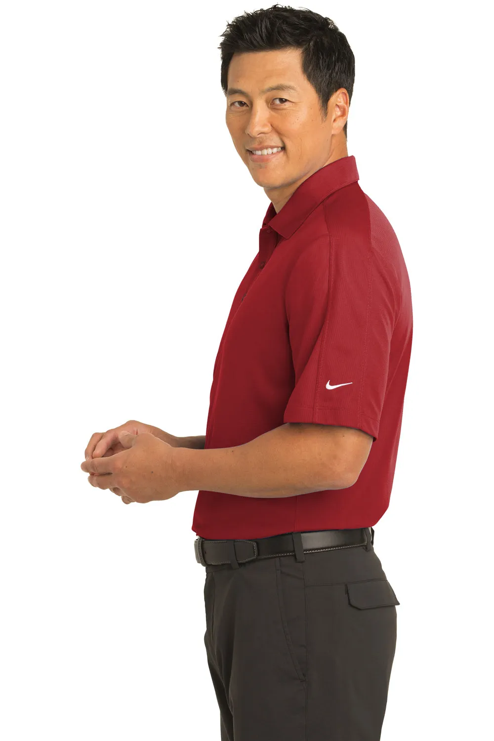 Nike Mens Tech Sport Dri-Fit Moisture Wicking Short Sleeve Polo Shirt - Team Red