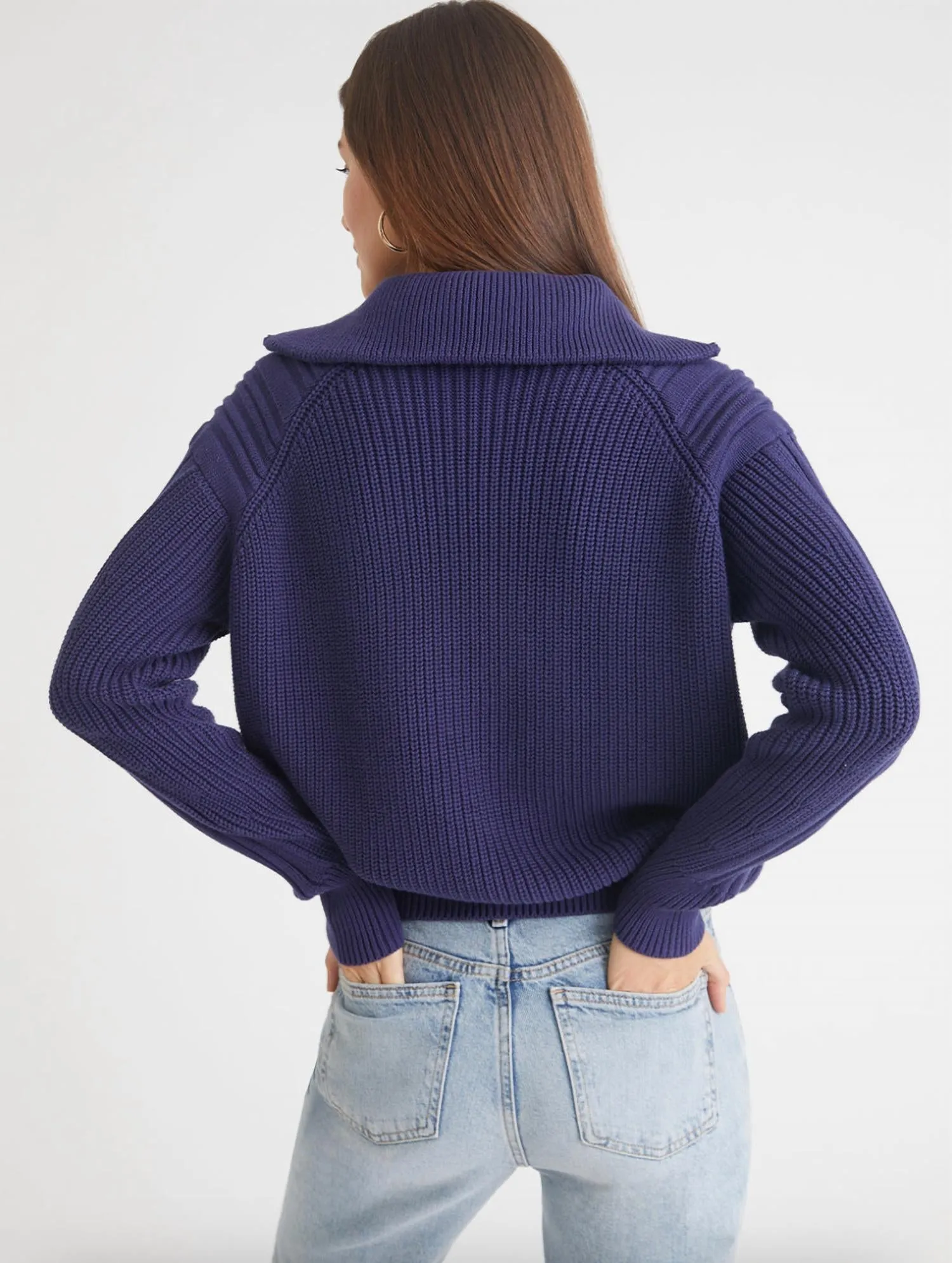 Nina 3/4 Zip Sweater In Indigo