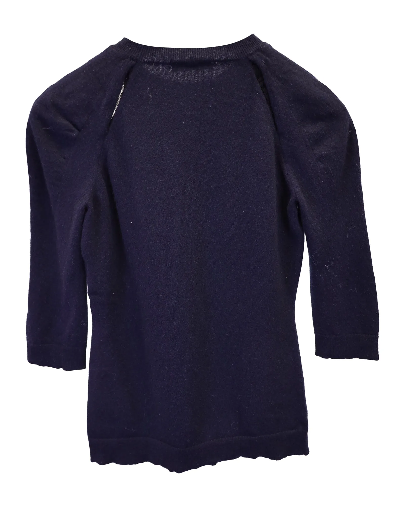 Nina Ricci Knit Cutout Sweater in Navy Blue Cashmere