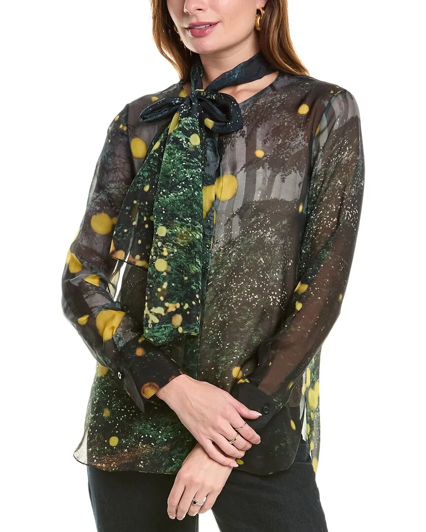 Oscar de la Renta Firefly Silk Chiffon Shirt