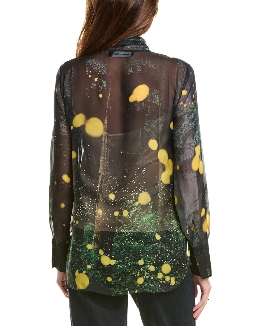 Oscar de la Renta Firefly Silk Chiffon Shirt