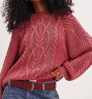 Oversized Frankie Cable Sweater In Cherry