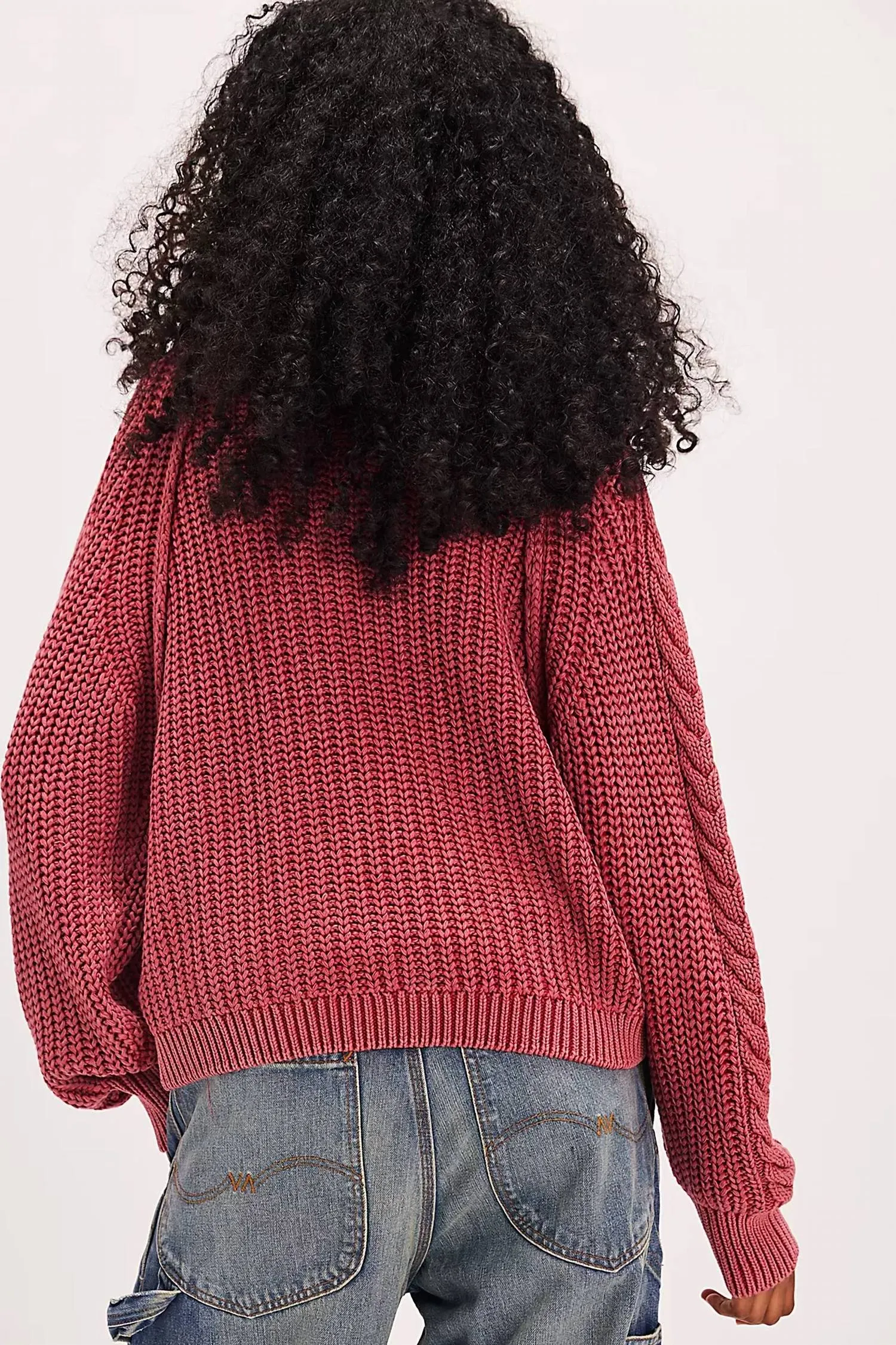 Oversized Frankie Cable Sweater In Cherry