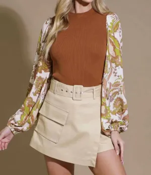 Paisley Knit Top In Brown
