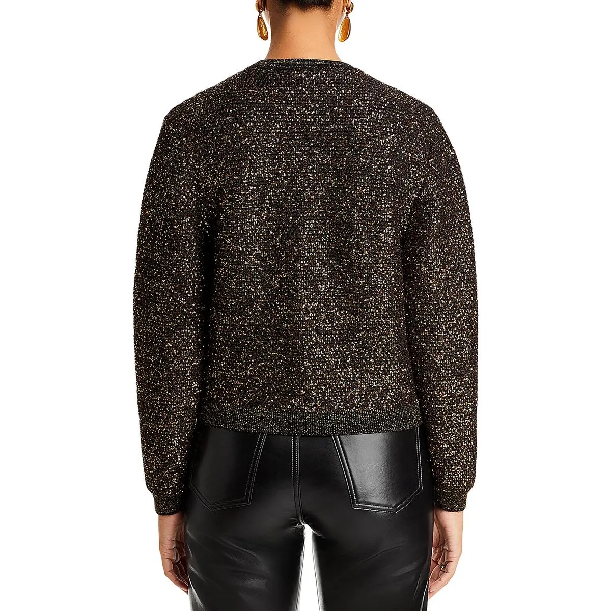 Penelope Womens Metallic Sequined Cardigan Sweater