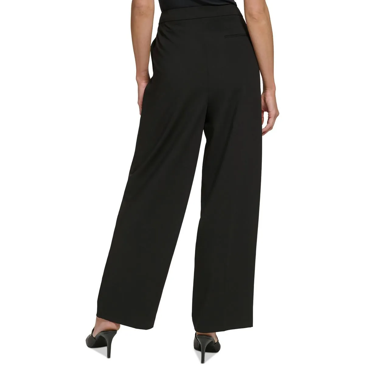 Petites Womens High-Rise Draped Wide Leg Pants