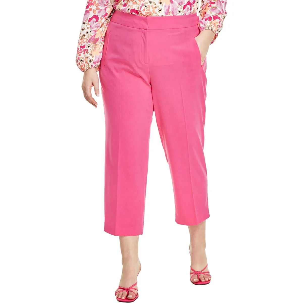 Plus Womens Bi-r Polyester Straight Leg Pants
