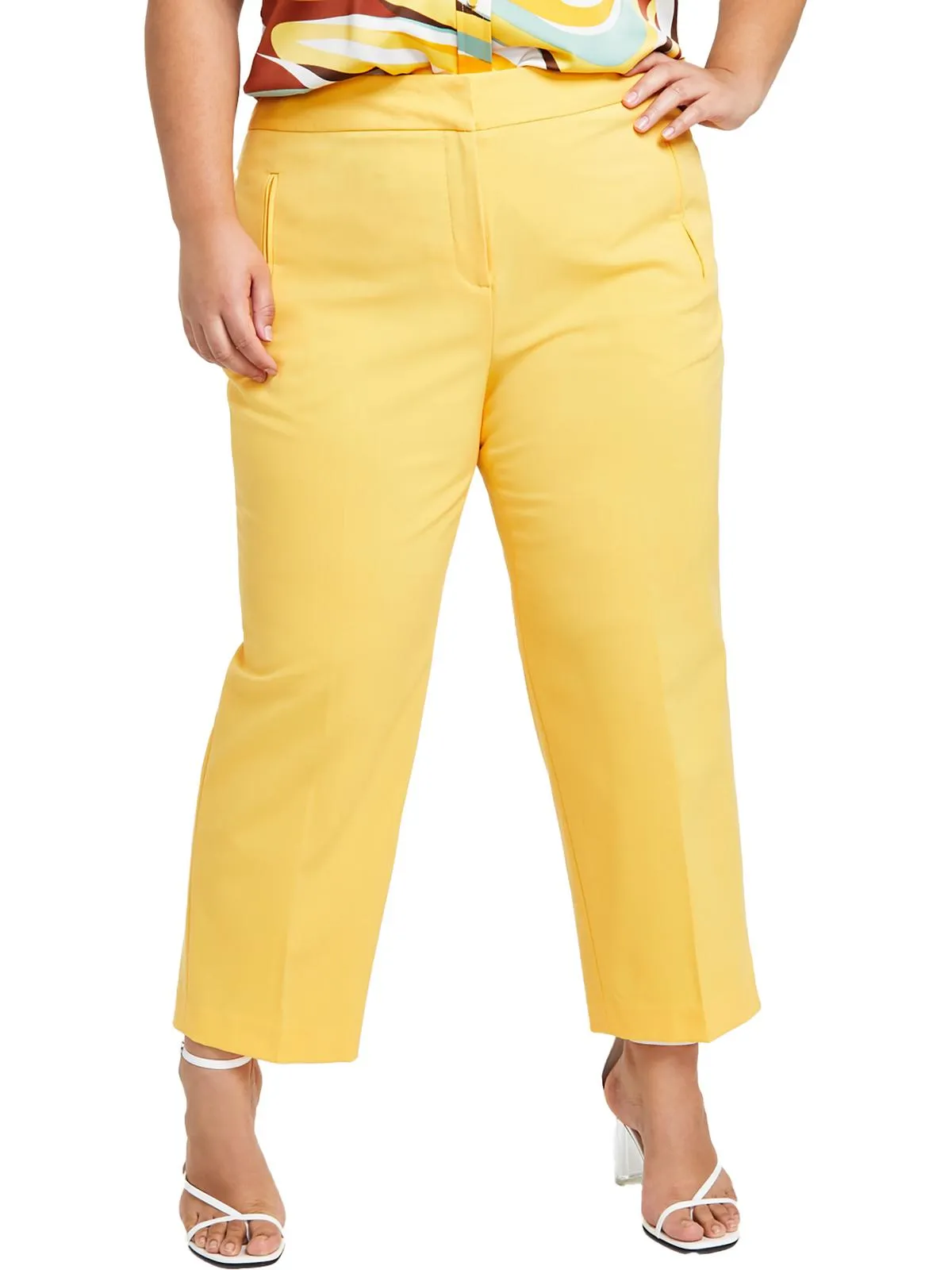 Plus Womens Bi-r Polyester Straight Leg Pants