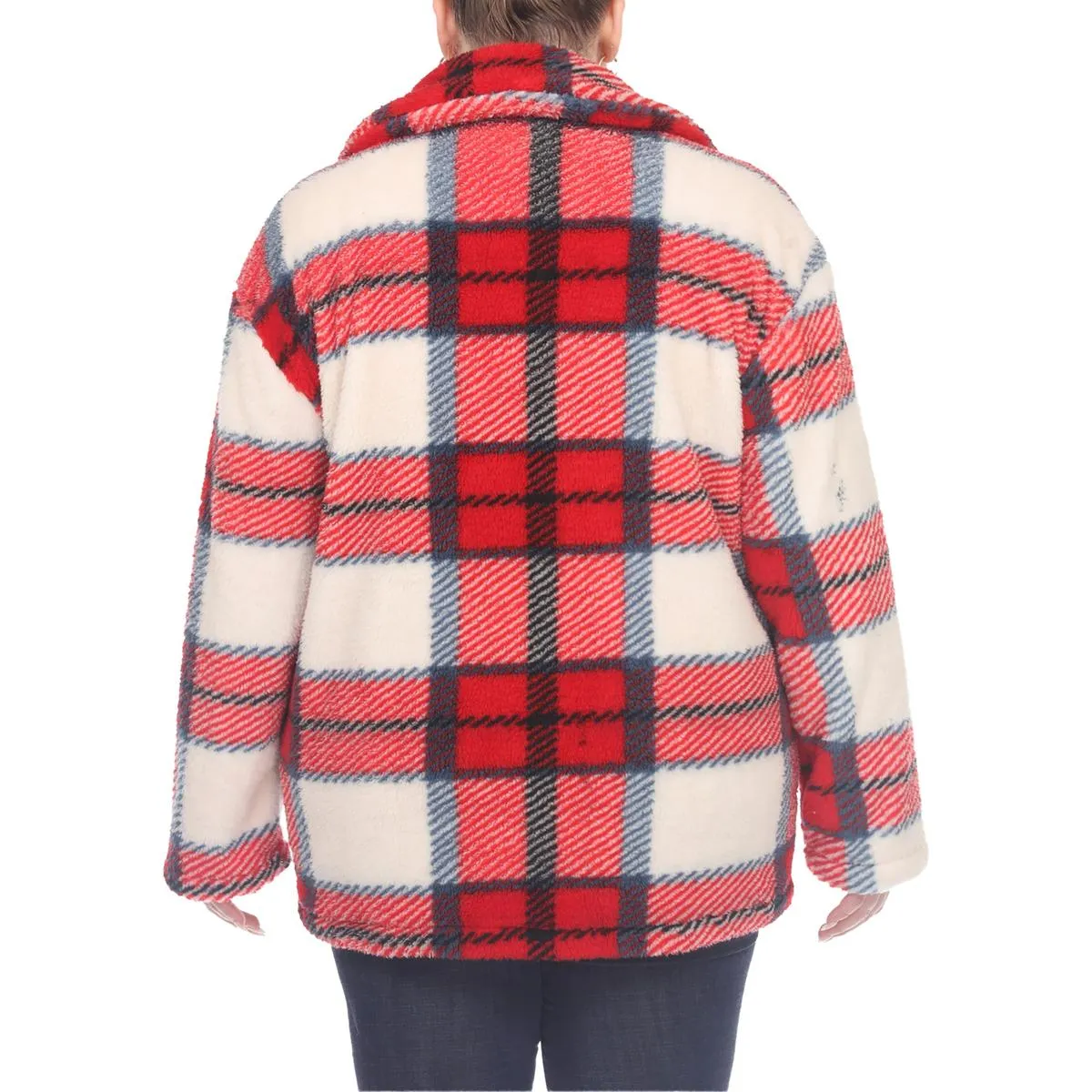 Plus Womens Faux Fur Plaid Faux Fur Coat