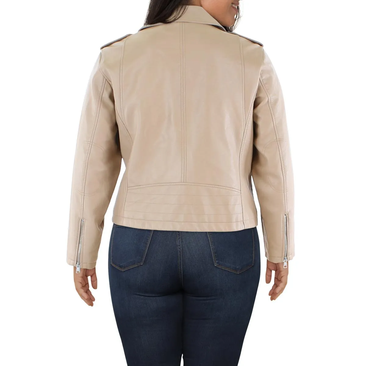 Plus Womens Faux Leather Moto Leather Jacket