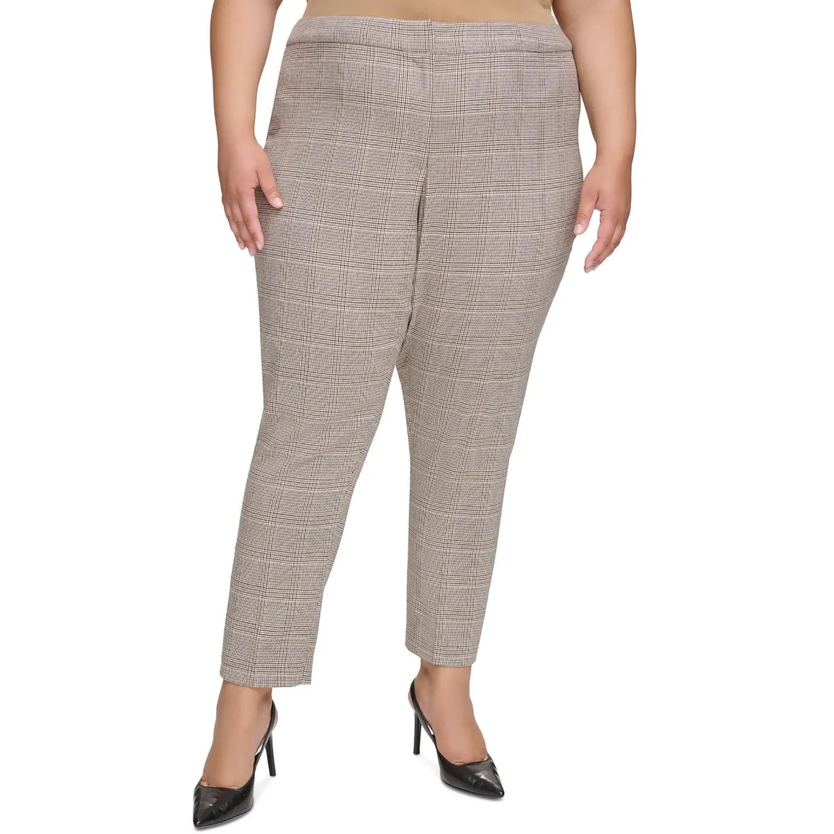 Plus Womens High Rise Stretch Ankle Pants