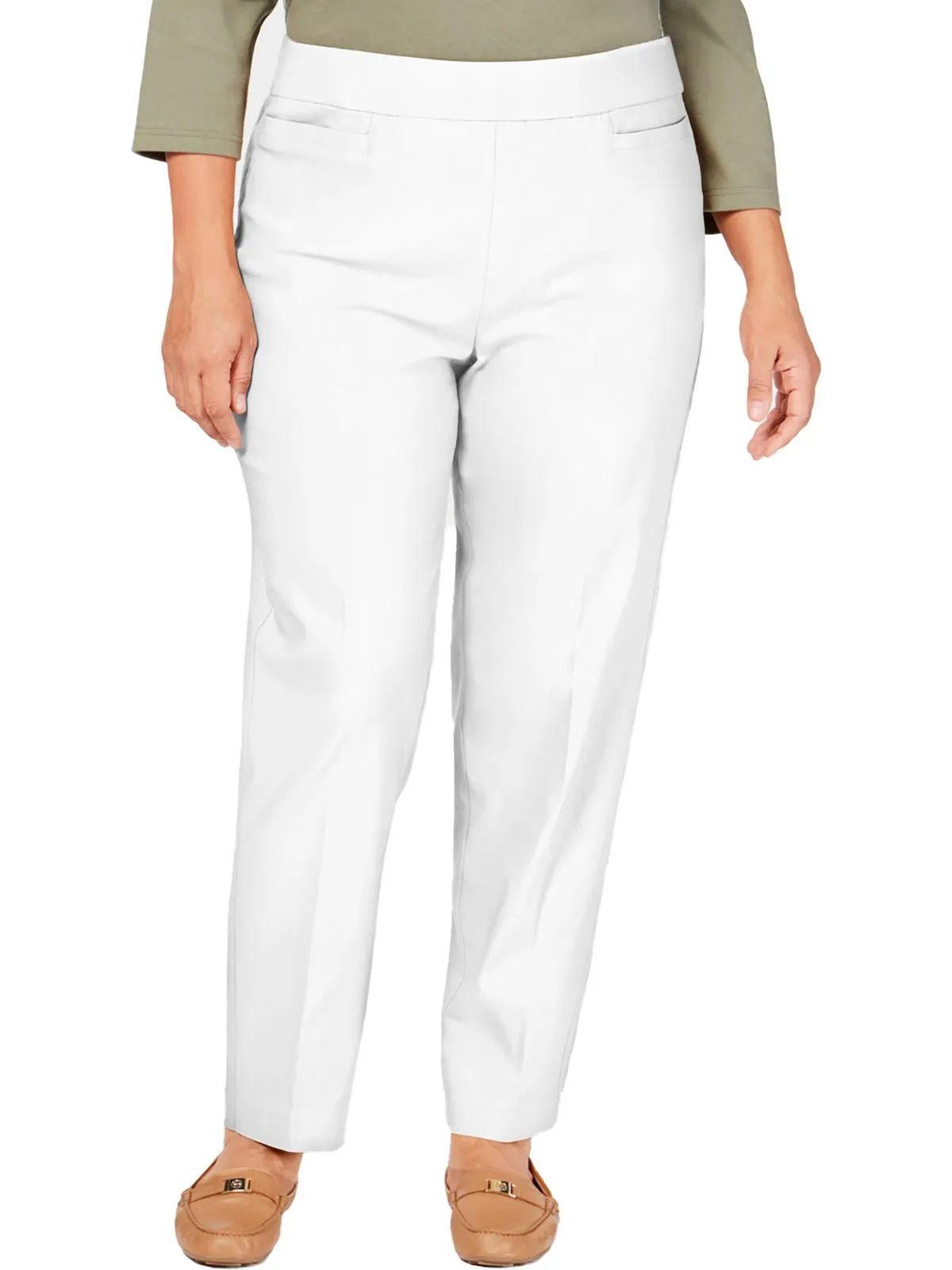 Plus Womens Modern Fit Stretch Straight Leg Pants