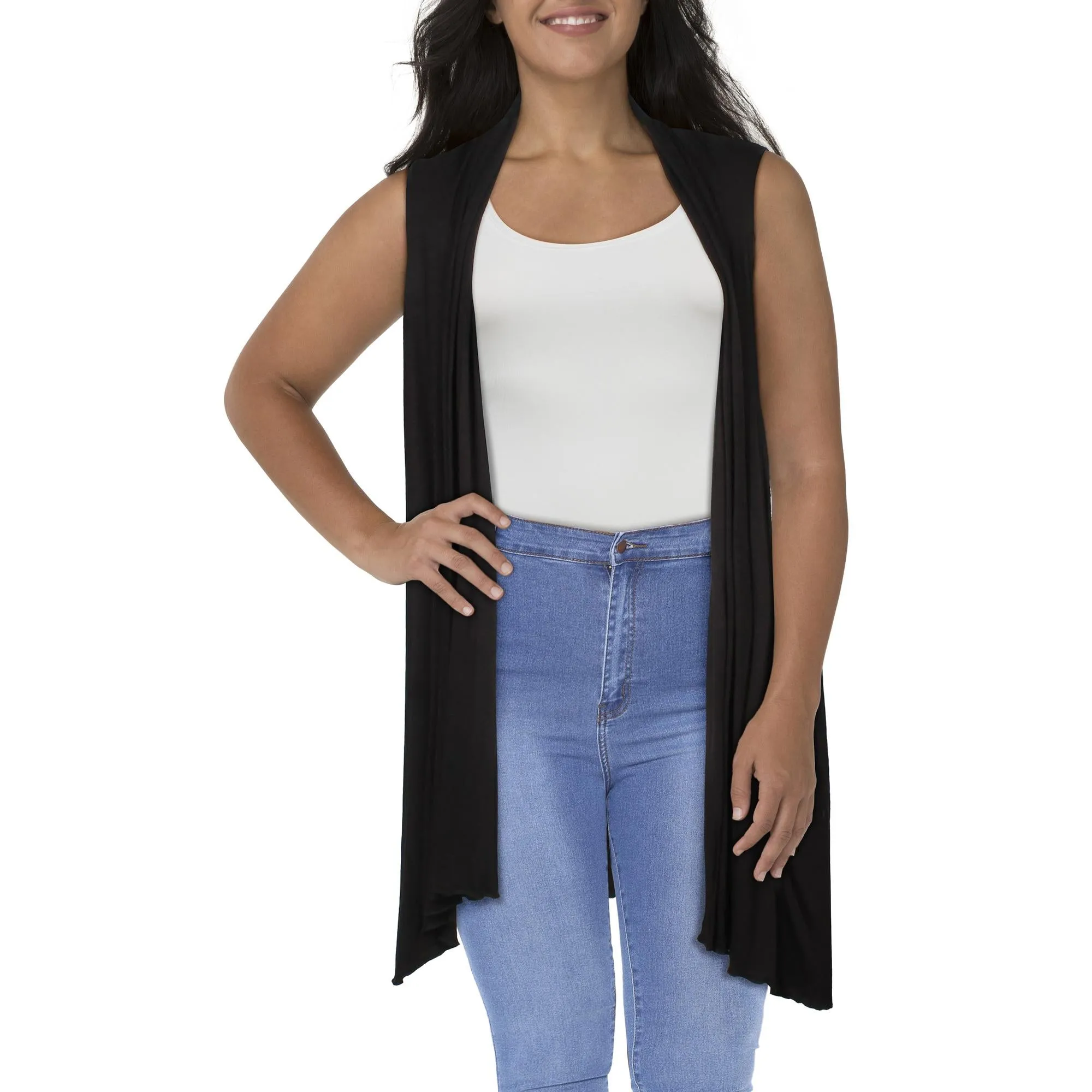 Plus Womens Open Front Drapey Casual Vest