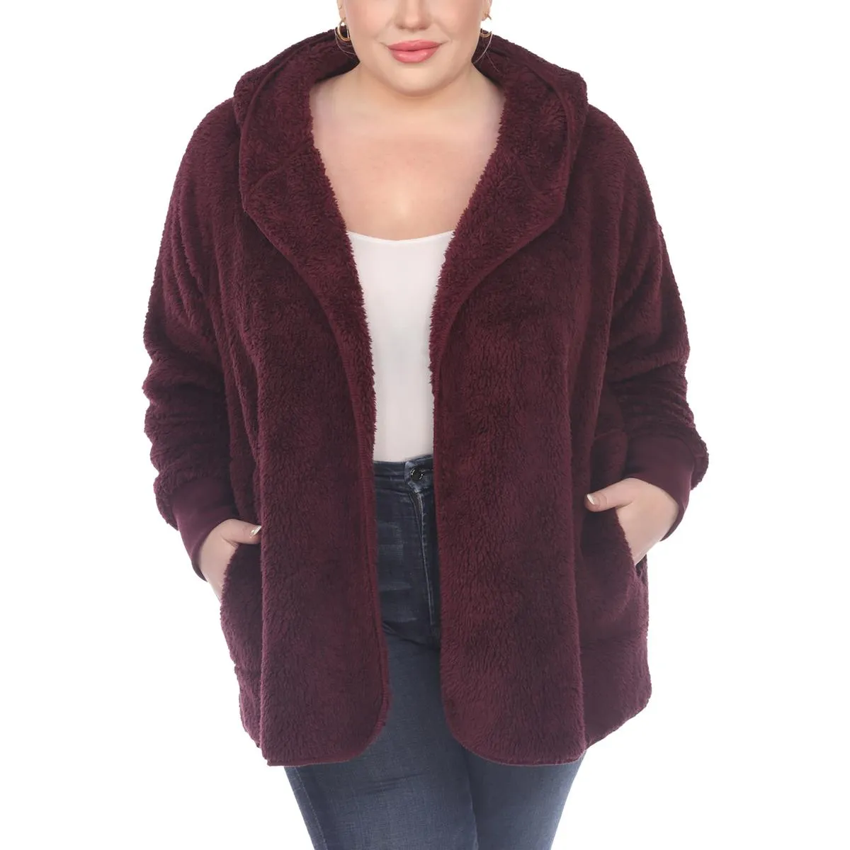 Plus Womens Plush Long Sleeves Fleece Jacket