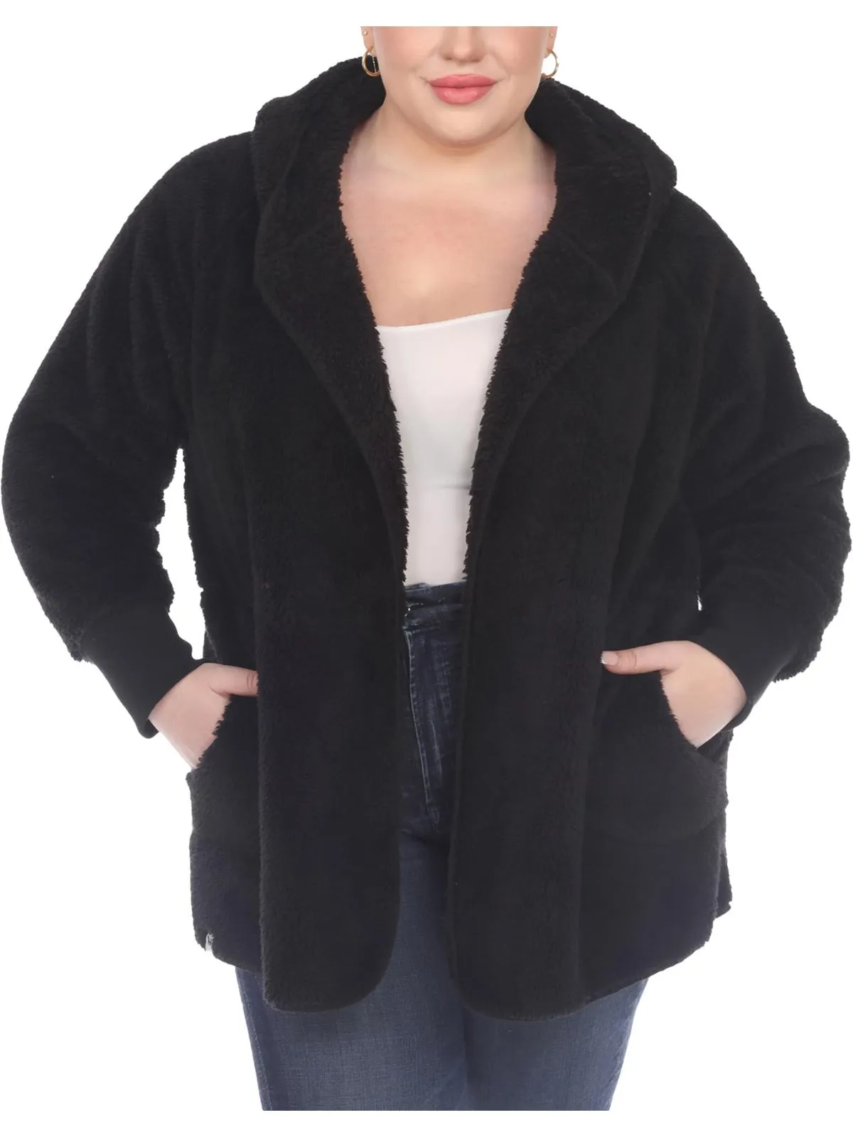 Plus Womens Plush Long Sleeves Fleece Jacket