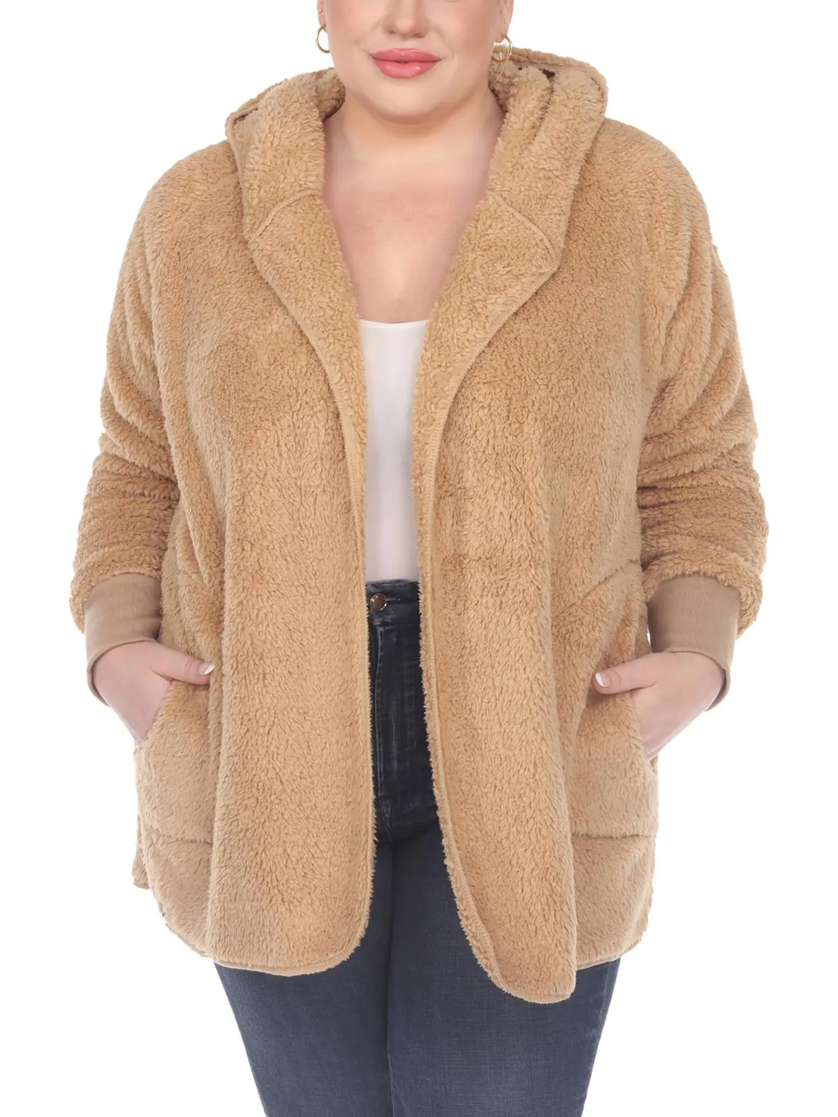 Plus Womens Plush Long Sleeves Fleece Jacket