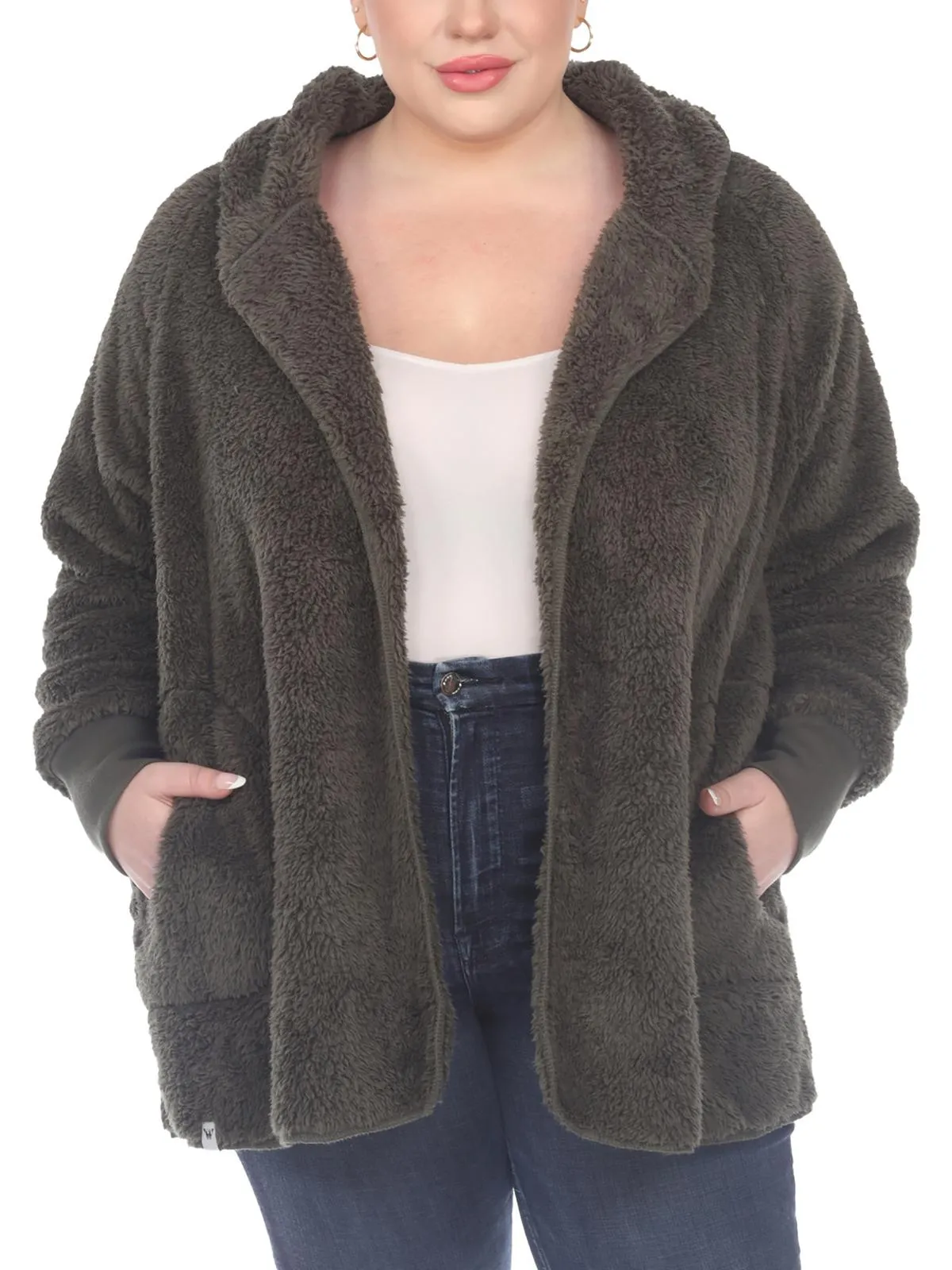 Plus Womens Plush Long Sleeves Fleece Jacket