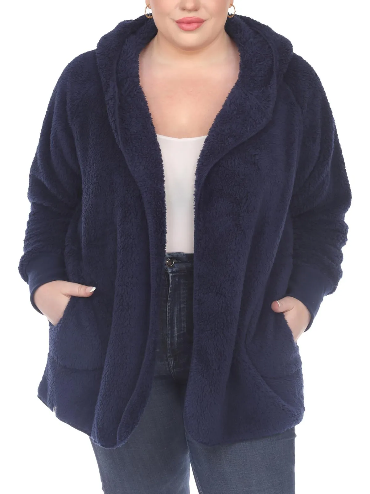 Plus Womens Plush Long Sleeves Fleece Jacket