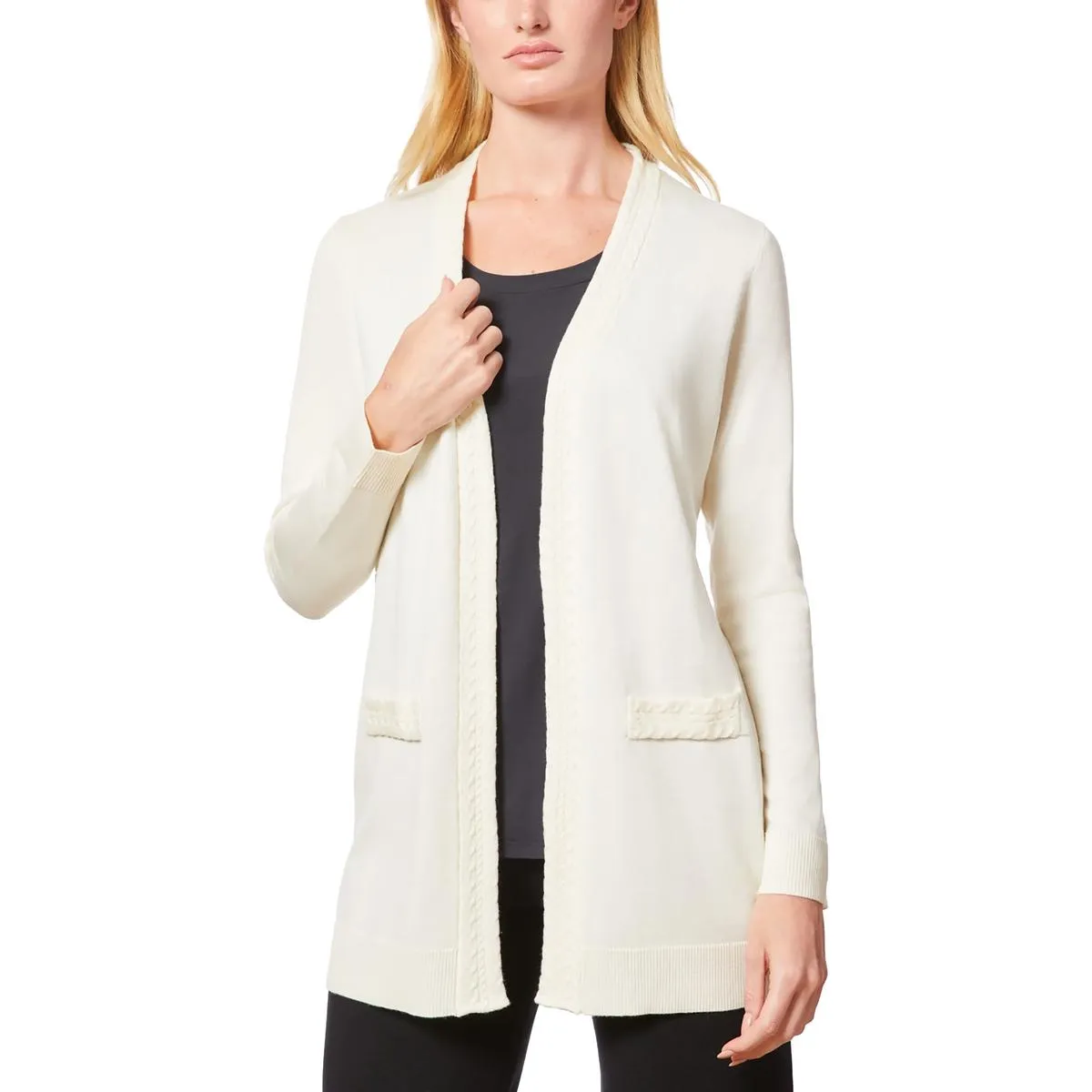 Plus Womens Pocket Knit Cardigan Sweater