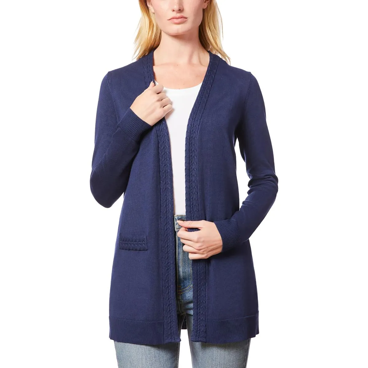 Plus Womens Pocket Knit Cardigan Sweater
