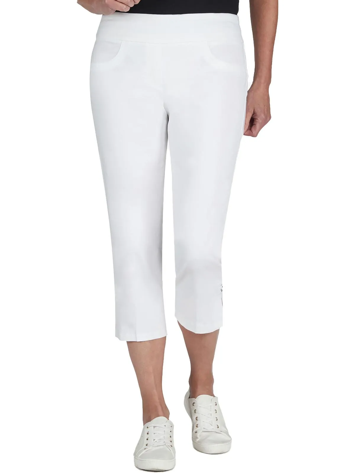 Plus Womens Pull On Stretch Capri Pants