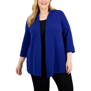 Plus Womens Textured Open Front Cardigan Sweater