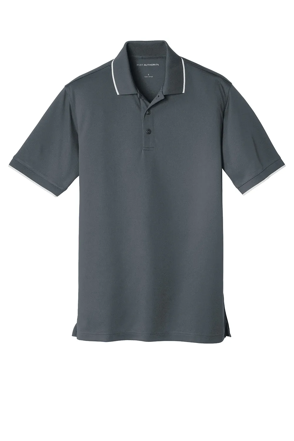 Port Authority Mens Dry Zone Moisture Wicking Short Sleeve Polo Shirt - Graphite Grey/White