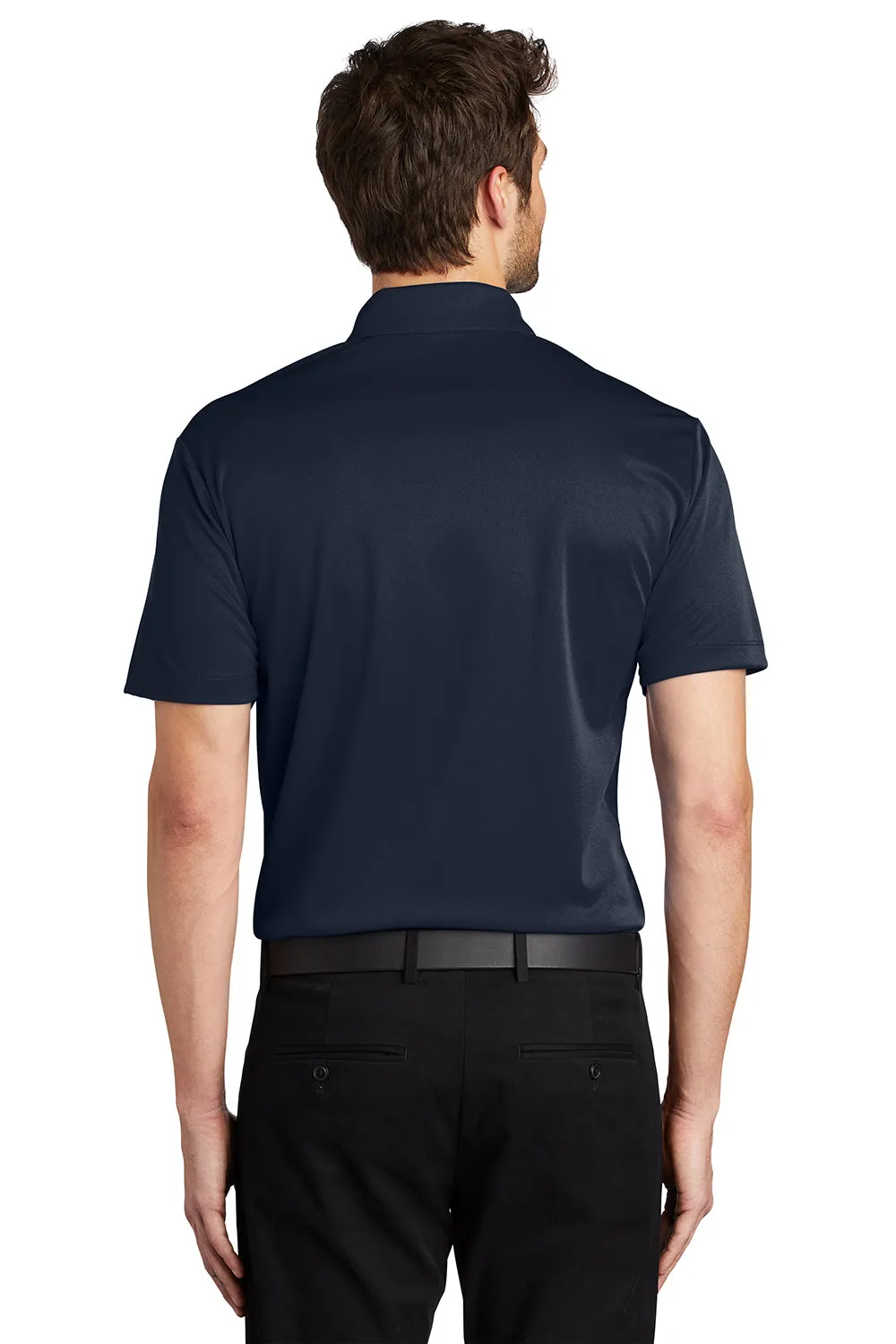 Port Authority Mens Silk Touch Performance Moisture Wicking Short Sleeve Polo Shirt - Navy Blue