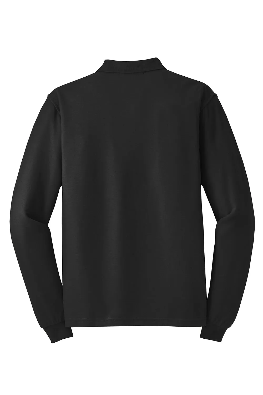 Port Authority Mens Silk Touch Wrinkle Resistant Long Sleeve Polo Shirt - Black