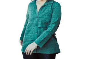 Pucker Weave Lapped Tunic Shirt In Forest