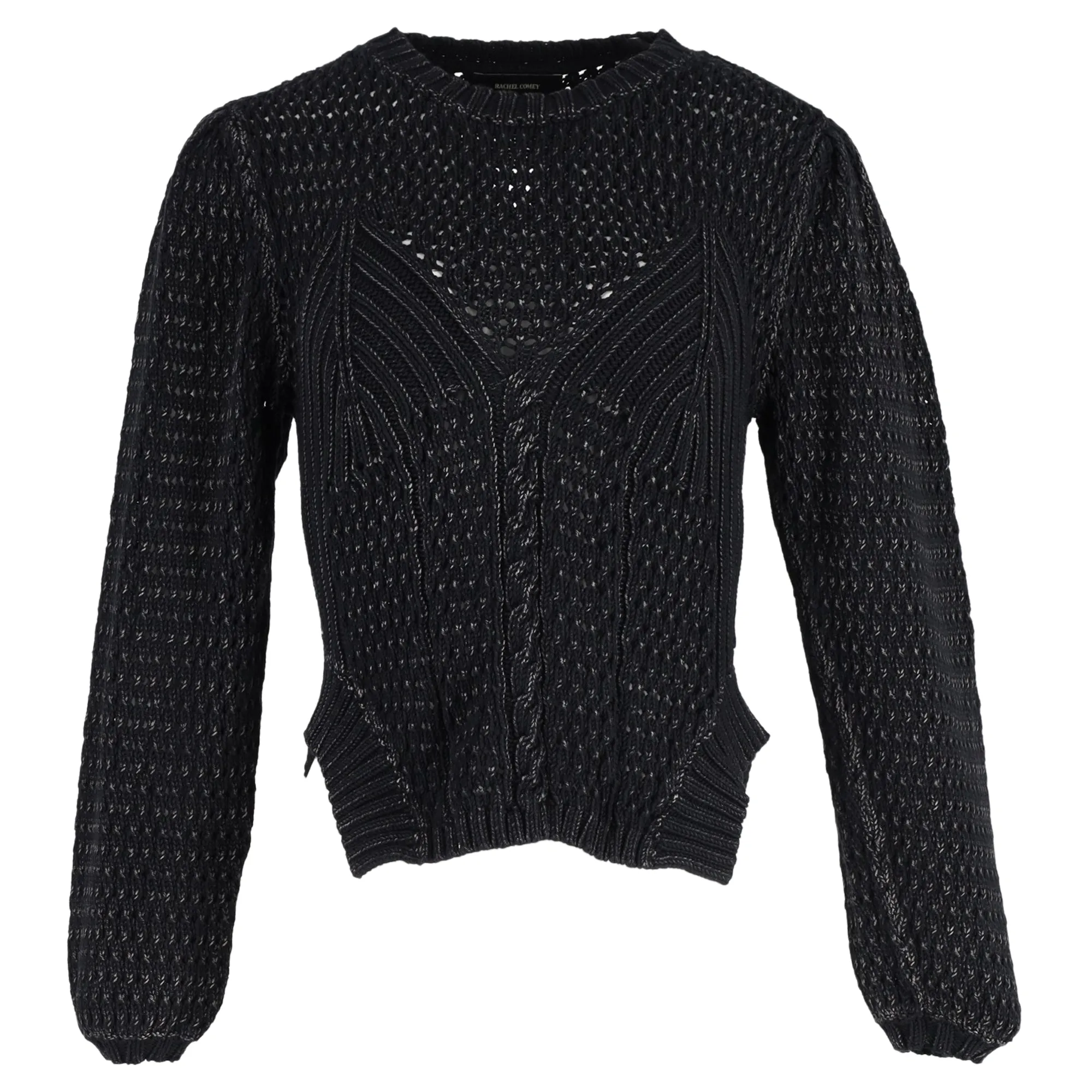 Rachel Comey Emes Cable Knit Sweater in Black Cotton