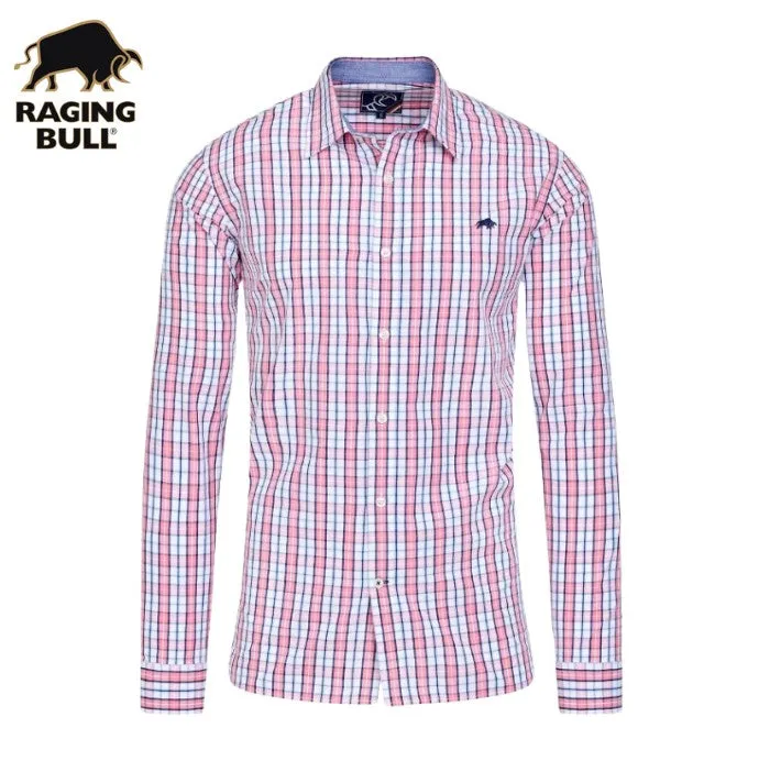 Raging Bull Large Check Pink Shirt Pink